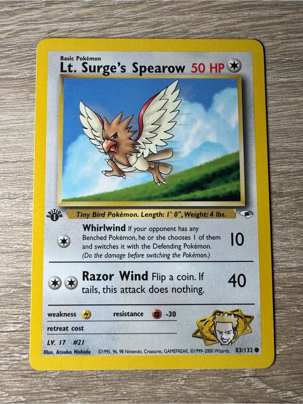 Lt. Surge's Spearow #83/1st Edition/Pokemon Gym Heroes